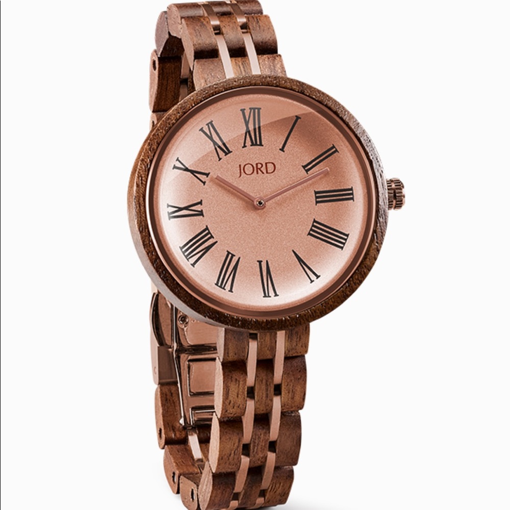JORD Rose gold/wooden watch
